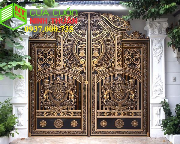mẫu cổng nhôm đúc, biểu tượng phong thủy kỳ lân