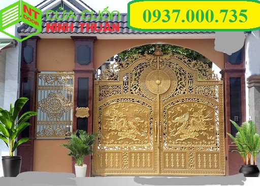 mẫu cổng nhôm đúc, biểu tượng phong thủy rồng